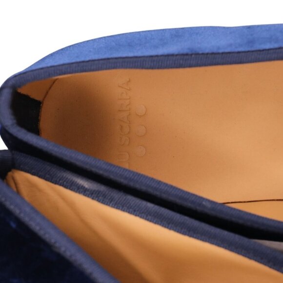 NEW Blu Scarpa Italy Men 19.5 Navy Blue Velvet Dress Shoe Slipper Formal Loafers - Picture 10 of 14